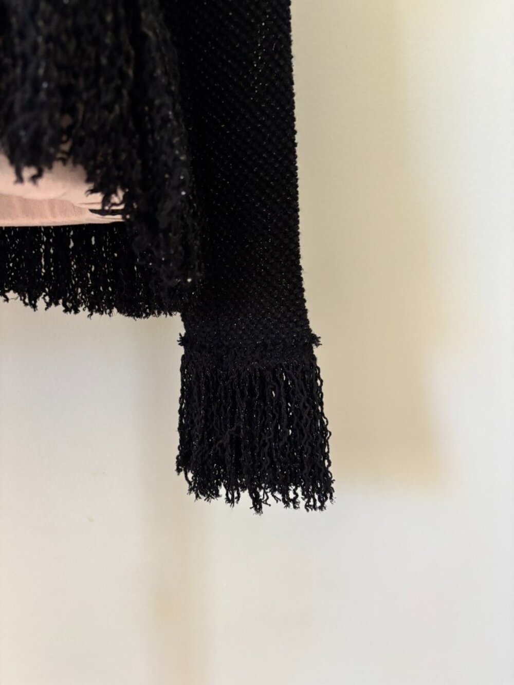 Zara Studio Black Fringe Trim Sweater Small NWT - Picture 3 of 7